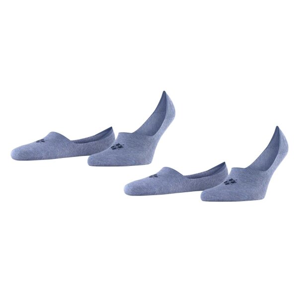 Burlington Herren Füßlinge, 2er Pack - Everyday IN, Anti-Slip Heel, einfarbig Blau 43-44