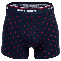 Happy Shorts Mens Boxer Shorts, 3-Pack - Retro Jersey, Logo Waistband Red Heart S