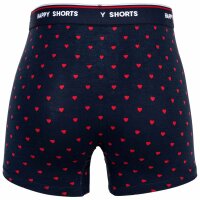 Happy Shorts Mens Boxer Shorts, 3-Pack - Retro Jersey, Logo Waistband Red Heart S