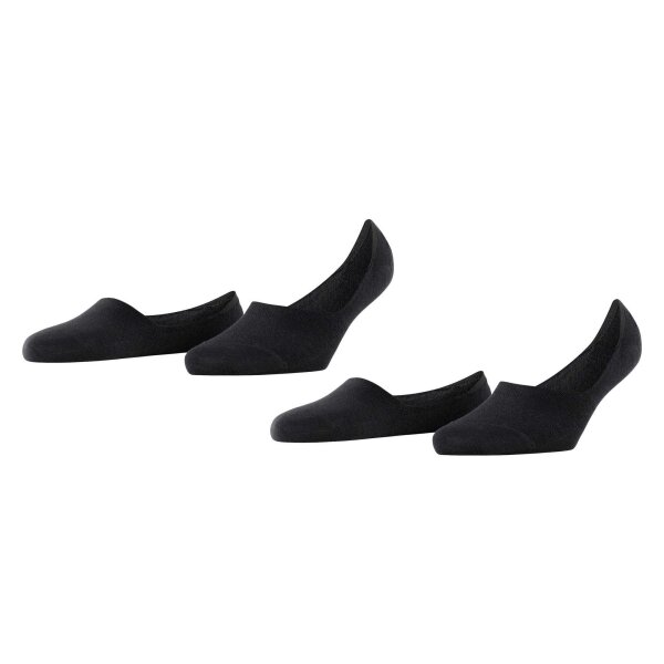 Burlington Womens Socks, 2-pack - Everyday IN, Anti-Slip Heel, Solid Color Black 35-36
