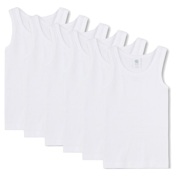 Sanetta Boys Undershirt Pack of 3 - Shirt without Sleeves, Tank Top, Basic, Organic Cotton White 104