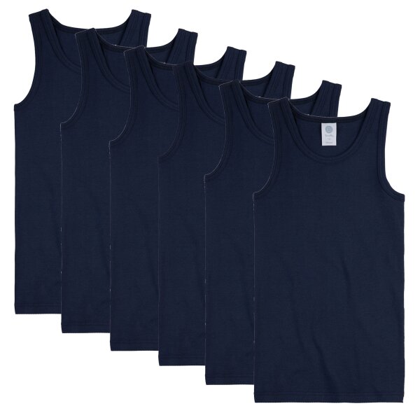Sanetta Jungen Unterhemd 6er Pack - Shirt ohne Arme, Tank Top, Basic, Organic Cotton Blau 164