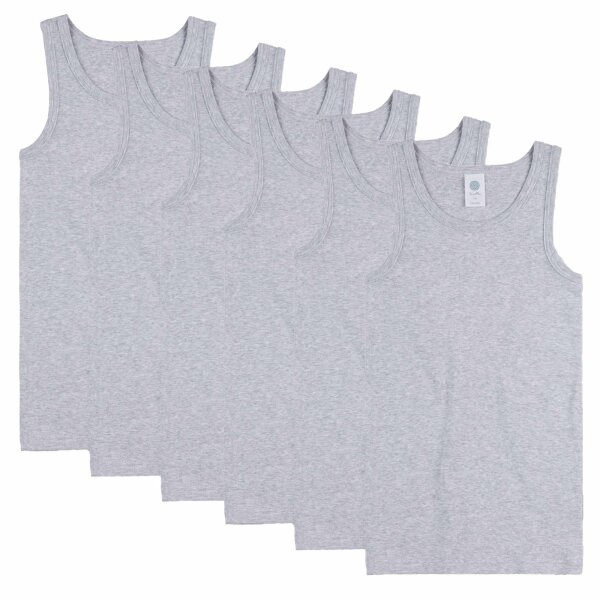 Sanetta Jungen Unterhemd 6er Pack - Shirt ohne Arme, Tank Top, Basic, Organic Cotton Grau 104