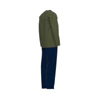 TOM TAILOR Mens Pajamas - Pyjamas, Cotton, V-Neck, Logo, solid color, long Green/Dark blue S (Small)