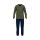 TOM TAILOR Mens Pajamas - Pyjamas, Cotton, V-Neck, Logo, solid color, long Green/Dark blue S (Small)