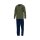 TOM TAILOR Mens Pajamas - Pyjamas, Cotton, V-Neck, Logo, solid color, long Green/Dark blue S (Small)