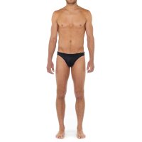 HOM Herren Badeslip - Sea Life, Swim Micro Briefs, Badehose, einfarbig Schwarz S