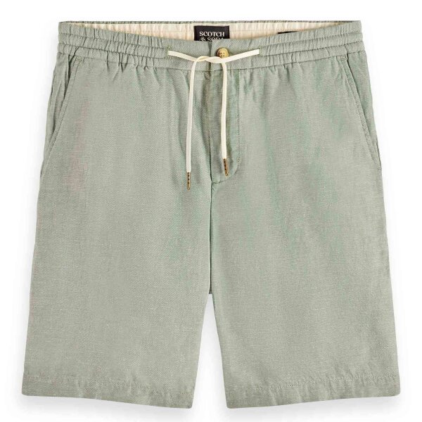 SCOTCH&SODA Mens Bermuda Shorts - FAVE Twill Bermuda Short, Linen/Cotton, Solid Color