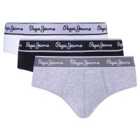 Pepe Jeans Herren Slips, 3er Pack - Unterwäsche, Baumwolle, Logobund, einfarbig Hellgrau/Schwarz/Weiß S