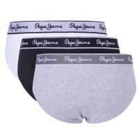 Pepe Jeans Herren Slips, 3er Pack - Unterwäsche, Baumwolle, Logobund, einfarbig Hellgrau/Schwarz/Weiß S