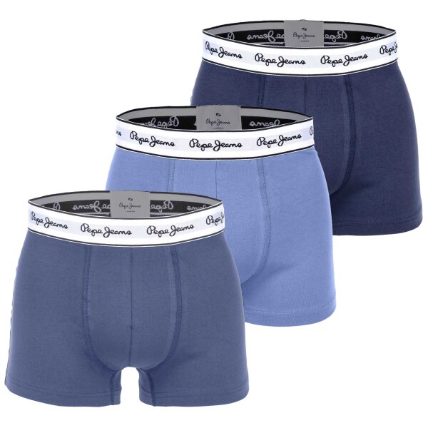 Pepe Jeans Herren Trunks, 3er Pack - Unterwäsche, Baumwolle, Logobund, einfarbig