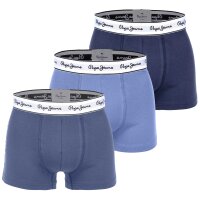 Pepe Jeans Mens trunks, 3-pack - underwear, cotton, logo waistband, solid color