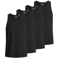 JACK&JONES Herren Tanktop, 4er Pack - JACBASIC TANKTOP, einfarbig, Baumwolle Schwarz S
