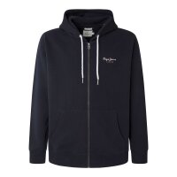 Pepe Jeans Herren Zip-Sweatjacke - EDWARD ZIP, Jacke, Baumwolle, Reißverschluss, Logo, Kapuze, einfarbig