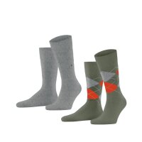 Burlington Herren Socken Everyday 2er Pack - Rautenmuster, Uni, Onesize, 40-46