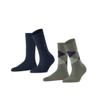 Burlington Ladies Socks Everyday Mix 2er Pack - Rhomb and Uni, One Size, 36-41