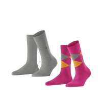 Burlington Ladies Socks Everyday Mix 2er Pack - Rhomb and Uni, One Size, 36-41