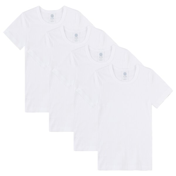 Sanetta Jungen T-Shirt, 4er Pack - Unterhemd, Basic, Organic Cotton Weiß 116
