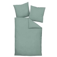 Janine bed linen 2 pieces - Mako-Soft-Seersucker, cotton, non-iron, plain Sage Green 135x200cm