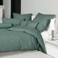 Janine bed linen 2 pieces - Mako-Soft-Seersucker, cotton, non-iron, plain Sage Green 135x200cm