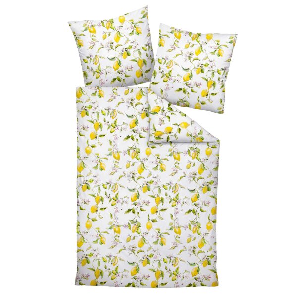 Janine Bed Linen 2 pcs. - MODERN ART S, maco satin, cotton mercerized, allover print White/Yellow 135x200cm