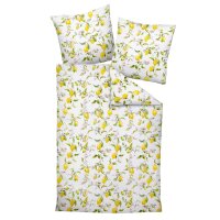 Janine Bed Linen 2 pcs. - MODERN ART S, maco satin, cotton mercerized, allover print White/Yellow 135x200cm