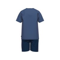 CECEBA Herren Schlafanzug - Pyjama, Baumwolle, Rundhals, Logo, kurz, einfarbig Blau M