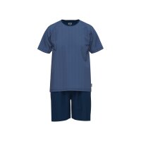 CECEBA Herren Schlafanzug - Pyjama, Baumwolle, Rundhals, Logo, kurz, einfarbig Blau 3XL