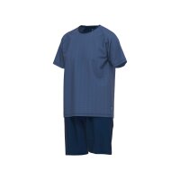 CECEBA Herren Schlafanzug - Pyjama, Baumwolle, Rundhals, Logo, kurz, einfarbig Blau 3XL