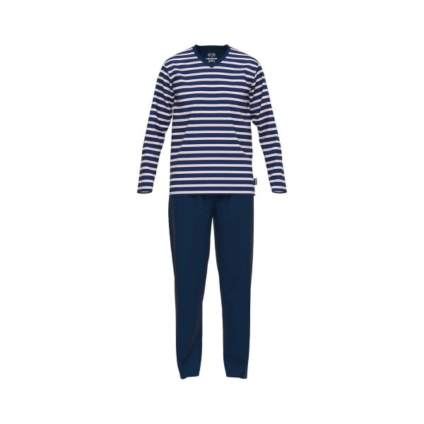 CECEBA Mens Pyjamas - Pajamas, Cotton Blend, V-Neck, Logo, Stripes, long, solid color