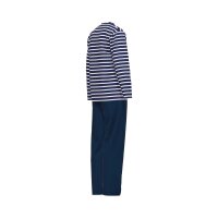 CECEBA Mens Pyjamas - Pajamas, Cotton Blend, V-Neck, Logo, Stripes, long, solid color
 Blue/White S (Small)