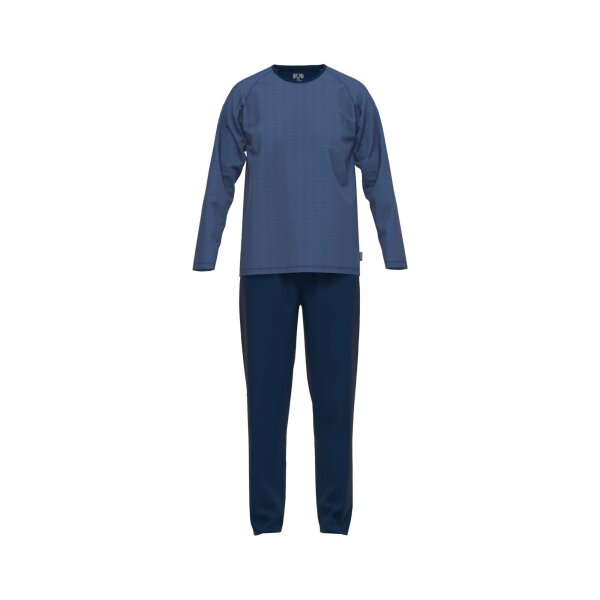 CECEBA Herren Schlafanzug - Pyjama, Baumwollmischung, Rundhals, Logo, lang, einfarbig