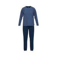 CECEBA Mens Pyjamas - Pajamas, Cotton Blend, Round Neck, Logo, long, solid color Blue M (Medium)