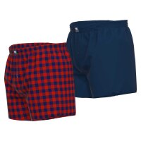 CECEBA Herren Web-Boxershorts, 2er Pack - Unterwäsche, Unterhose, Baumwolle, Logo, Karo, einfarbig Rot/Dunkelblau 3XL