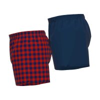 CECEBA Herren Web-Boxershorts, 2er Pack - Unterwäsche, Unterhose, Baumwolle, Logo, Karo, einfarbig Rot/Dunkelblau 3XL