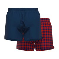 CECEBA Herren Web-Boxershorts, 2er Pack - Unterwäsche, Unterhose, Baumwolle, Logo, Karo, einfarbig Rot/Dunkelblau 3XL