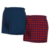 CECEBA Herren Web-Boxershorts, 2er Pack - Unterwäsche, Unterhose, Baumwolle, Logo, Karo, einfarbig Rot/Dunkelblau 3XL