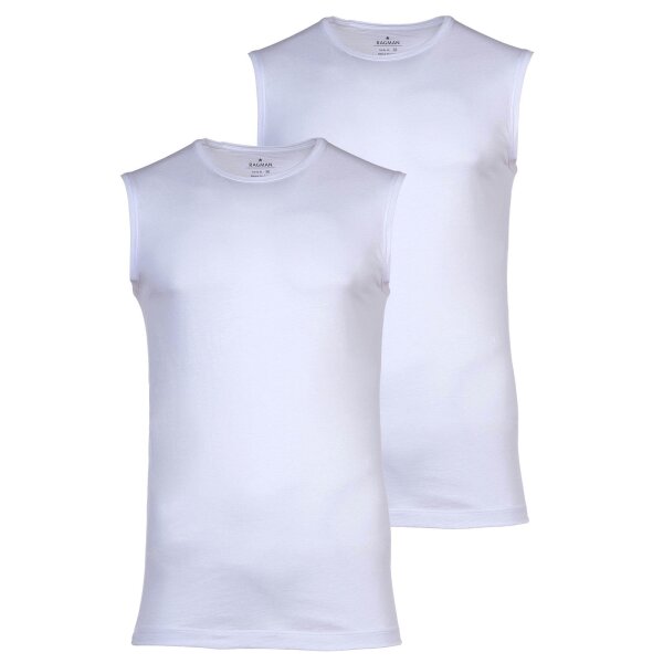 RAGMAN Mens Undershirts, 2-Pack - Shirt, Cotton, Round Neck, solid color White S (Small)