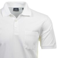 RAGMAN Herren Poloshirt - Oberteil, Softknit-Polo, Baumwollmischung, Brusttasche, Knopfleiste, kurz, einfarbig Weiß S