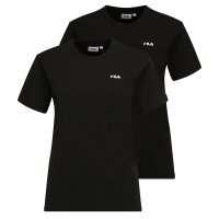 FILA Damen T-Shirt, 2er Pack - BARI tee double pack, Rundhals, Kurzarm, Baumwolle Schwarz (Black) XS