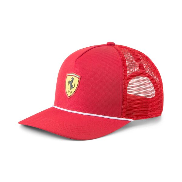 PUMA Mens Cap - Ferrari Sportswear Race Trucker Cap, Polyester, Logo, Solid Color, One Size