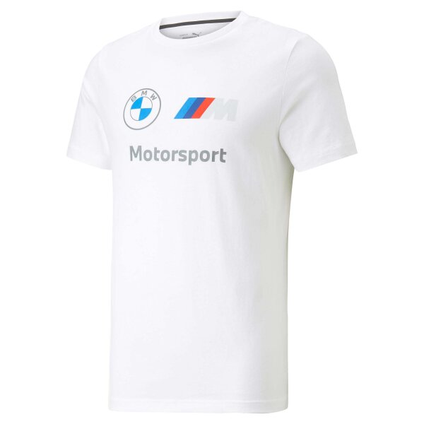 PUMA Men T-Shirt - BMW Motorsport ESS Logo Tee, Cotton, Round Neck, Logo, short, solid color White M (Medium)