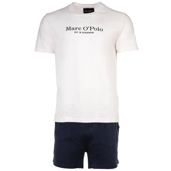 Marc O Polo Herren-Pyjama-Set - Rundhalsausschnitt, Kurzarm, kurze Hose