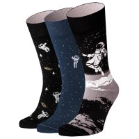 Von Jungfeld 3er Pack Herren Socken - Motivsocken, Geschenkbox, gemischte Farben Mondflieger 39-42