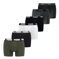 PUMA Mens Boxer Shorts, 6 Pack - Basic Boxer, Cotton Stretch, Everyday Green/Black/White/Grey 2XL (XX-Large)