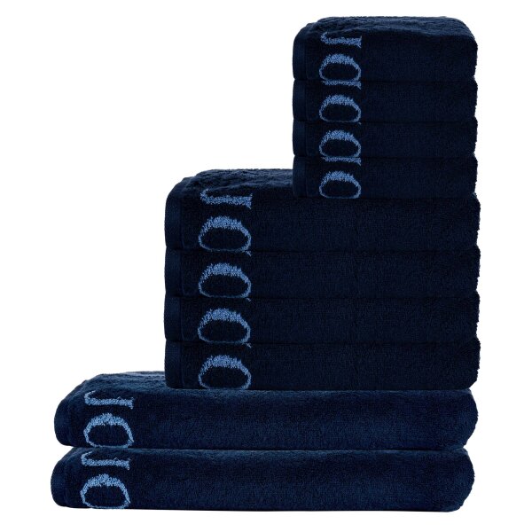 JOOP! Handtuch Set, 10-tlg. - Classic, 2x Duschtuch, 4x Handtuch, 4x Gästetuch Blau Set