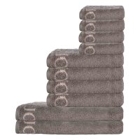 JOOP! towel set, 10-pcs - Classic, 2x shower towel, 4x towel, 4x guest towel Brown Set