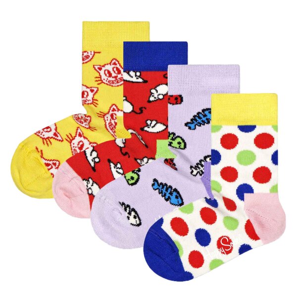 Happy Socks Childrens Socks unisex, 4-pack - Gift Box, Organic Cotton, Colour Mix