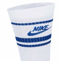 NIKE Unisex 3er Pack Sportsocken - Everyday Essential Stripe, einfarbig Weiß/Blau 46-50