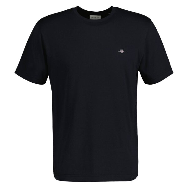 GANT Mens T-shirt - REGULAR SHIELD, round neck, short sleeve, cotton, embroidery Black M (Medium)